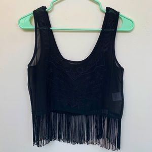 F21 Crop Top w/ Fringe Detail